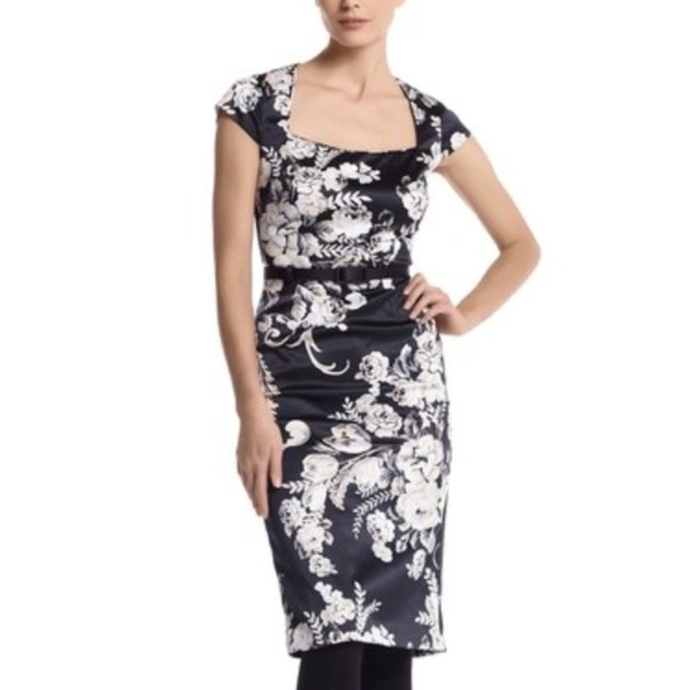 Whbm Satin Bouquest Print Dress